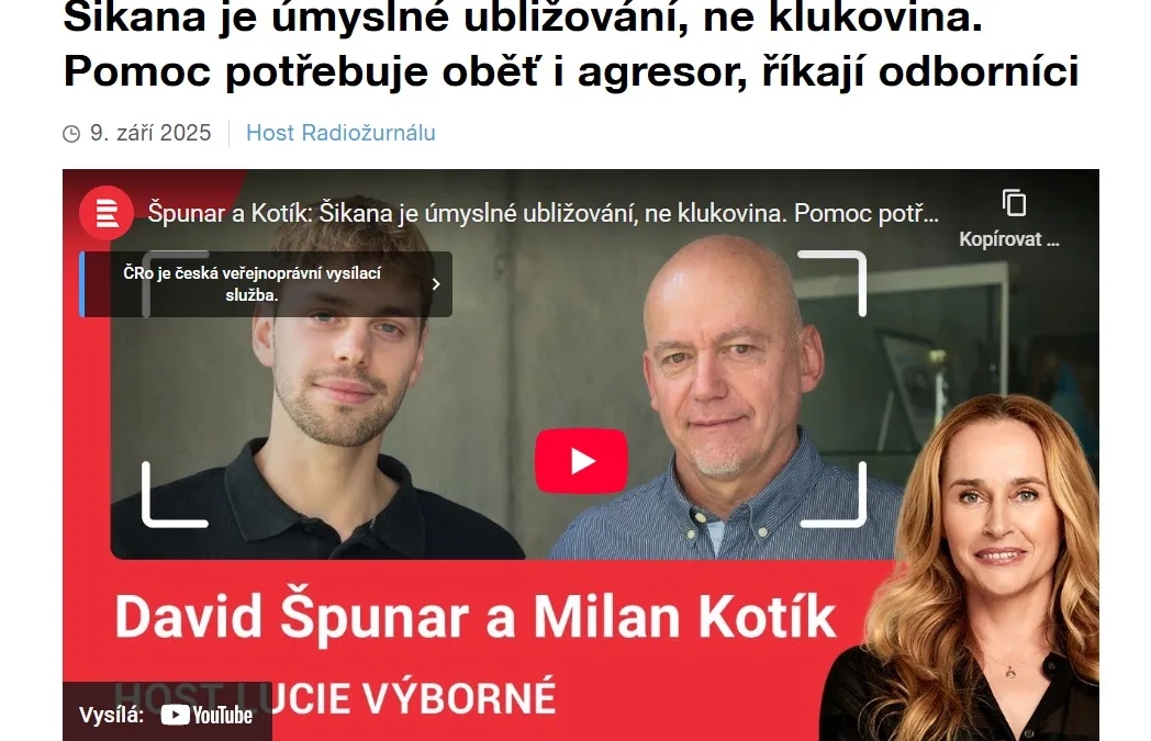 Téma šikany u Lucie Výborné na Českém rozhlase